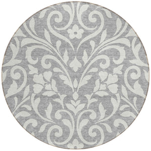 Homeroots 3' Artichoke Green Floral Indoor Outdoor Area Rug - Stylish, Washable, Stain Resistant, Durable Design 8' Round Polyester 591443