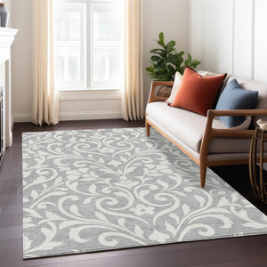 Homeroots 3' Artichoke Green Floral Indoor Outdoor Area Rug - Stylish, Washable, Stain Resistant, Durable Design 9' X 12' Polyester 591445
