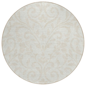 HomeRoots 5' Elegant Floral Area Rug for Indoor & Outdoor Use - Durable, Washable, Stain-Resistant Design 8' Round 591449