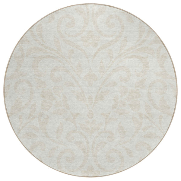 HomeRoots 5' Elegant Floral Area Rug for Indoor & Outdoor Use - Durable, Washable, Stain-Resistant Design 8' Round 591449