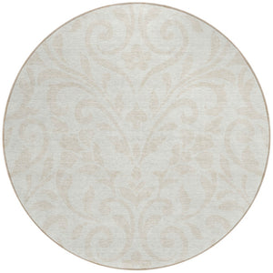 Homeroots 3' Artichoke Green Floral Indoor Outdoor Area Rug - Stylish, Washable, Stain Resistant, Durable Design 8' Round Polyester 591449