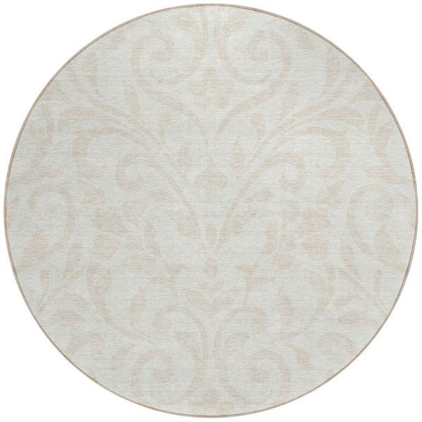 Homeroots 3' Artichoke Green Floral Indoor Outdoor Area Rug - Stylish, Washable, Stain Resistant, Durable Design 8' Round Polyester 591449