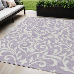 Homeroots 3' Artichoke Green Floral Indoor Outdoor Area Rug - Stylish, Washable, Stain Resistant, Durable Design 5' X 8' Polyester 591454