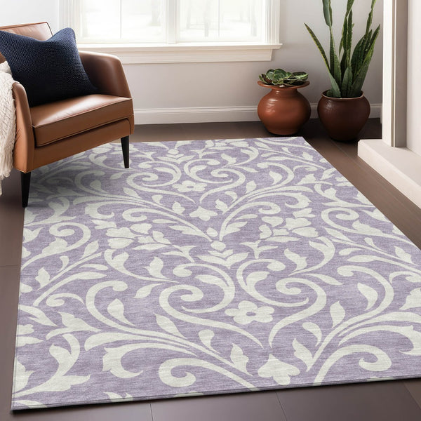 Homeroots 3' Artichoke Green Floral Indoor Outdoor Area Rug - Stylish, Washable, Stain Resistant, Durable Design 5' X 8' Polyester 591454