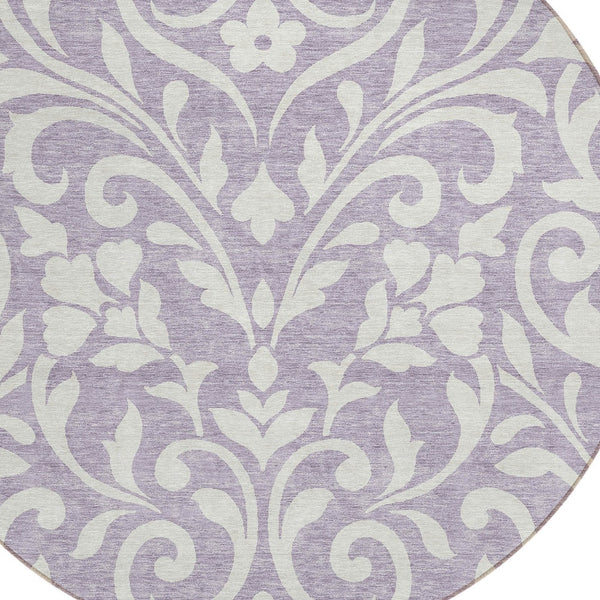 Homeroots 3' Artichoke Green Floral Indoor Outdoor Area Rug - Stylish, Washable, Stain Resistant, Durable Design 8' Round Polyester 591455