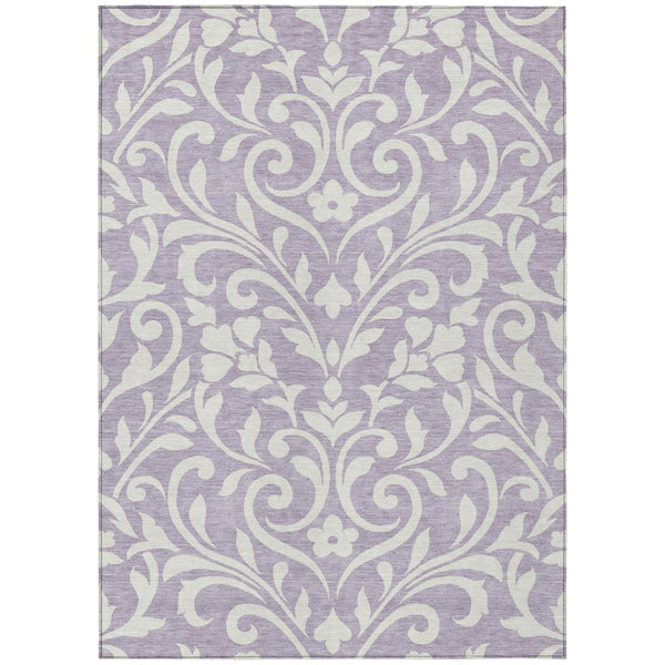 HomeRoots 9' Lavender and Ivory Floral Area Rug – Durable, Washable Design for Indoor and Outdoor Spaces 9' X 12' 591457