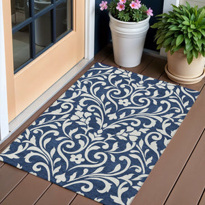 Homeroots 3' Artichoke Green Floral Indoor Outdoor Area Rug - Stylish, Washable, Stain Resistant, Durable Design 3' X 5' Polyester 591459