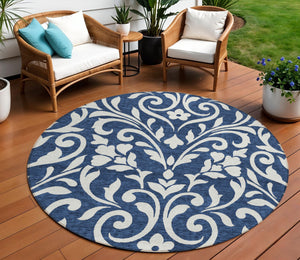 Homeroots 3' Artichoke Green Floral Indoor Outdoor Area Rug - Stylish, Washable, Stain Resistant, Durable Design 8' Round Polyester 591461
