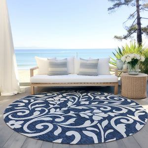 Homeroots 3' Artichoke Green Floral Indoor Outdoor Area Rug - Stylish, Washable, Stain Resistant, Durable Design 8' Round Polyester 591461