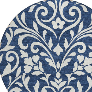 Homeroots 3' Artichoke Green Floral Indoor Outdoor Area Rug - Stylish, Washable, Stain Resistant, Durable Design 8' Round Polyester 591461