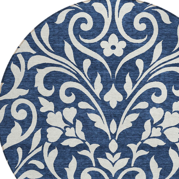 Homeroots 3' Artichoke Green Floral Indoor Outdoor Area Rug - Stylish, Washable, Stain Resistant, Durable Design 8' Round Polyester 591461