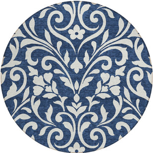 Homeroots 3' Artichoke Green Floral Indoor Outdoor Area Rug - Stylish, Washable, Stain Resistant, Durable Design 8' Round Polyester 591461