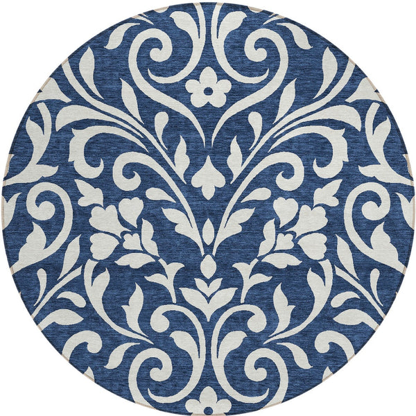 Homeroots 3' Artichoke Green Floral Indoor Outdoor Area Rug - Stylish, Washable, Stain Resistant, Durable Design 8' Round Polyester 591461