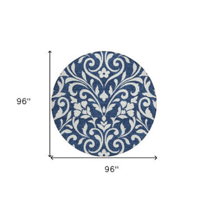 Homeroots 3' Artichoke Green Floral Indoor Outdoor Area Rug - Stylish, Washable, Stain Resistant, Durable Design 8' Round Polyester 591461