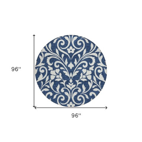 Homeroots 3' Artichoke Green Floral Indoor Outdoor Area Rug - Stylish, Washable, Stain Resistant, Durable Design 8' Round Polyester 591461