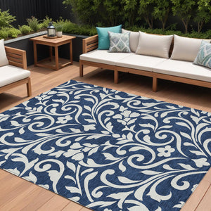 Homeroots 3' Artichoke Green Floral Indoor Outdoor Area Rug - Stylish, Washable, Stain Resistant, Durable Design 8' X 10' Polyester 591462