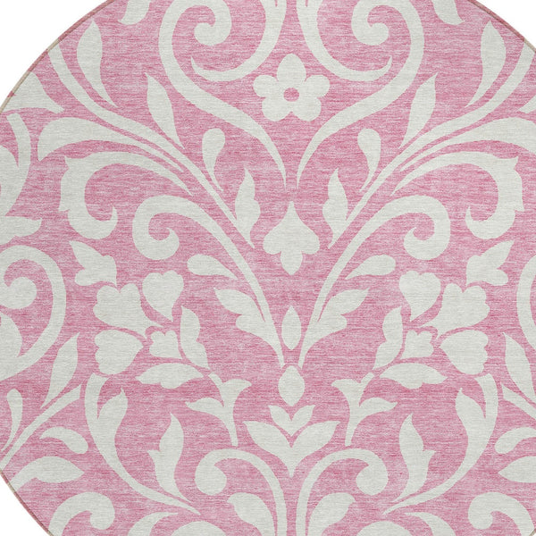 Homeroots 3' Artichoke Green Floral Indoor Outdoor Area Rug - Stylish, Washable, Stain Resistant, Durable Design 8' Round Polyester 591467