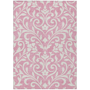 HomeRoots 5' Floral Charm Pink and Ivory Washable Area Rug for Indoor and Outdoor Spaces - Durable, Stylish, Easy Care 8' X 10' 591468
