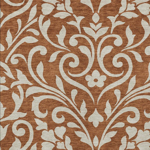 Homeroots 3' Artichoke Green Floral Indoor Outdoor Area Rug - Stylish, Washable, Stain Resistant, Durable Design 5' X 8' Polyester 591472