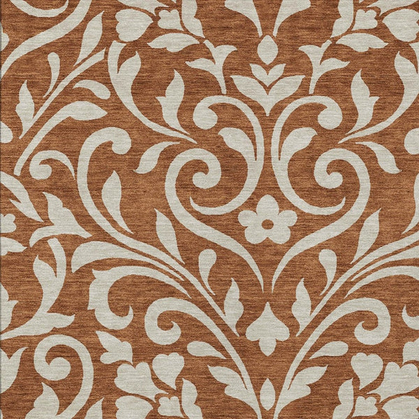 Homeroots 3' Artichoke Green Floral Indoor Outdoor Area Rug - Stylish, Washable, Stain Resistant, Durable Design 5' X 8' Polyester 591472