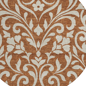 Homeroots 3' Artichoke Green Floral Indoor Outdoor Area Rug - Stylish, Washable, Stain Resistant, Durable Design 8' Round Polyester 591473