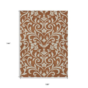 Homeroots 3' Artichoke Green Floral Indoor Outdoor Area Rug - Stylish, Washable, Stain Resistant, Durable Design 9' X 12' Polyester 591475