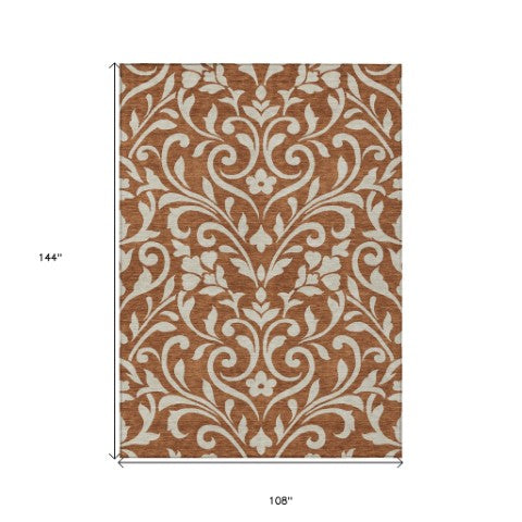 Homeroots 3' Artichoke Green Floral Indoor Outdoor Area Rug - Stylish, Washable, Stain Resistant, Durable Design 9' X 12' Polyester 591475