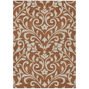 HomeRoots 9' Brown and Beige Floral Area Rug - Durable, Washable Design for Indoor and Outdoor Spaces 9' X 12' 591475
