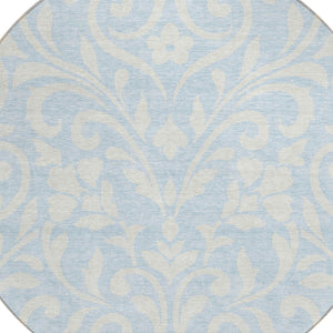 Homeroots 3' Artichoke Green Floral Indoor Outdoor Area Rug - Stylish, Washable, Stain Resistant, Durable Design 8' Round Polyester 591479