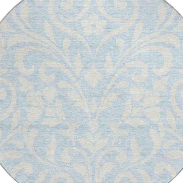 Homeroots 3' Artichoke Green Floral Indoor Outdoor Area Rug - Stylish, Washable, Stain Resistant, Durable Design 8' Round Polyester 591479