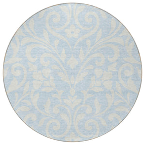 Homeroots 3' Artichoke Green Floral Indoor Outdoor Area Rug - Stylish, Washable, Stain Resistant, Durable Design 8' Round Polyester 591479