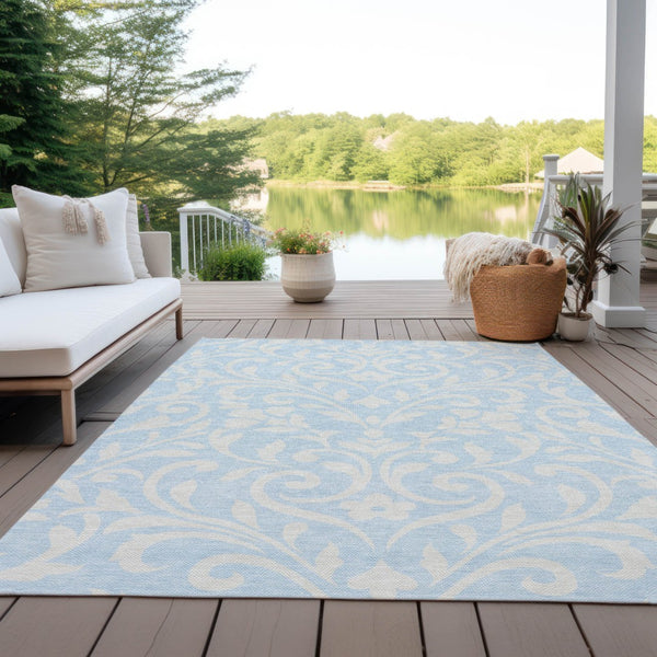Homeroots 3' Artichoke Green Floral Indoor Outdoor Area Rug - Stylish, Washable, Stain Resistant, Durable Design 9' X 12' Polyester 591481