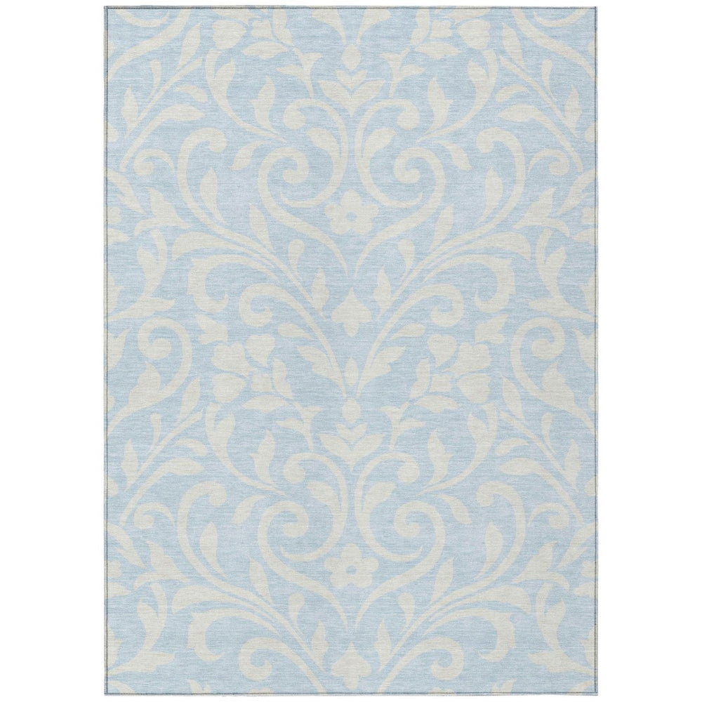 HomeRoots 9' Sky Blue and Ivory Floral Area Rug - Elegant, Washable Design for Indoor and Outdoor Spaces 9' X 12' 591481