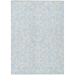 HomeRoots 9' Sky Blue and Ivory Floral Area Rug - Elegant, Washable Design for Indoor and Outdoor Spaces 9' X 12' 591481