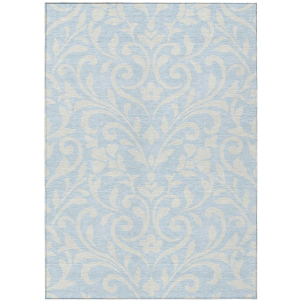 HomeRoots 9' Sky Blue and Ivory Floral Area Rug - Elegant, Washable Design for Indoor and Outdoor Spaces 9' X 12' 591481