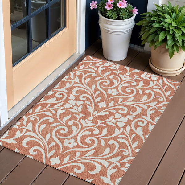 Homeroots 3' Artichoke Green Floral Indoor Outdoor Area Rug - Stylish, Washable, Stain Resistant, Durable Design 3' X 5' Polyester 591483