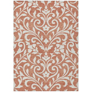 HomeRoots 5' Salmon and Ivory Floral Area Rug – Stylish Washable Indoor/Outdoor Design for Any Space 5' X 8' 591484