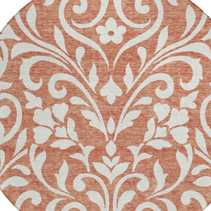 Homeroots 3' Artichoke Green Floral Indoor Outdoor Area Rug - Stylish, Washable, Stain Resistant, Durable Design 8' Round Polyester 591485