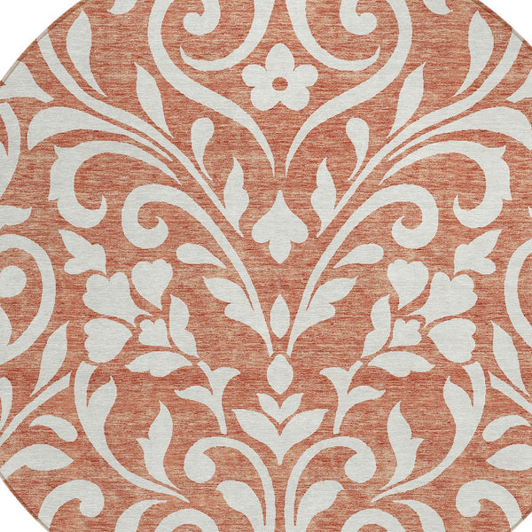 Homeroots 3' Artichoke Green Floral Indoor Outdoor Area Rug - Stylish, Washable, Stain Resistant, Durable Design 8' Round Polyester 591485