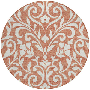 Homeroots 3' Artichoke Green Floral Indoor Outdoor Area Rug - Stylish, Washable, Stain Resistant, Durable Design 8' Round Polyester 591485