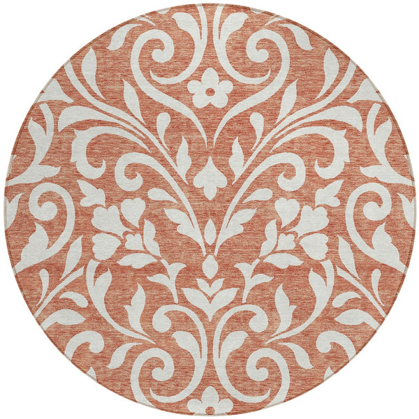 Homeroots 3' Artichoke Green Floral Indoor Outdoor Area Rug - Stylish, Washable, Stain Resistant, Durable Design 8' Round Polyester 591485