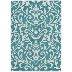 Homeroots 3' Artichoke Green Floral Indoor Outdoor Area Rug - Stylish, Washable, Stain Resistant, Durable Design 3' X 5' Polyester 591489