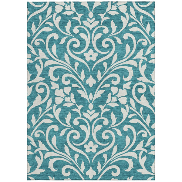 Homeroots 3' Artichoke Green Floral Indoor Outdoor Area Rug - Stylish, Washable, Stain Resistant, Durable Design 3' X 5' Polyester 591489