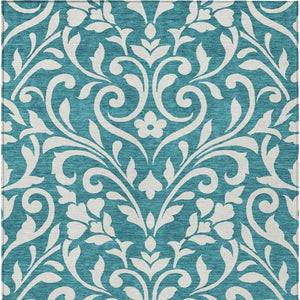 Homeroots 3' Artichoke Green Floral Indoor Outdoor Area Rug - Stylish, Washable, Stain Resistant, Durable Design 8' X 10' Polyester 591492