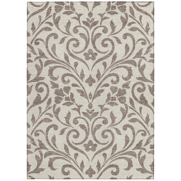 Homeroots 3' Artichoke Green Floral Indoor Outdoor Area Rug - Stylish, Washable, Stain Resistant, Durable Design 5' X 8' Polyester 591496
