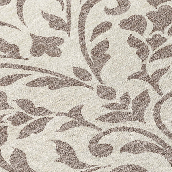 Homeroots 3' Artichoke Green Floral Indoor Outdoor Area Rug - Stylish, Washable, Stain Resistant, Durable Design 8' Round Polyester 591497