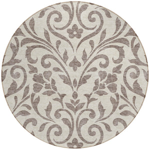 Homeroots 3' Artichoke Green Floral Indoor Outdoor Area Rug - Stylish, Washable, Stain Resistant, Durable Design 8' Round Polyester 591497