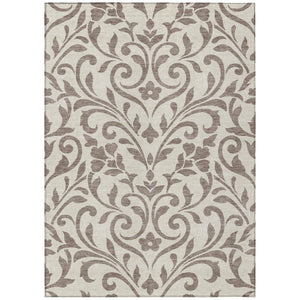 HomeRoots 5' Durable Floral Indoor Outdoor Area Rug in Taupe and Ivory for Elegant, Low-Maintenance Living Spaces 8' X 10' 591498