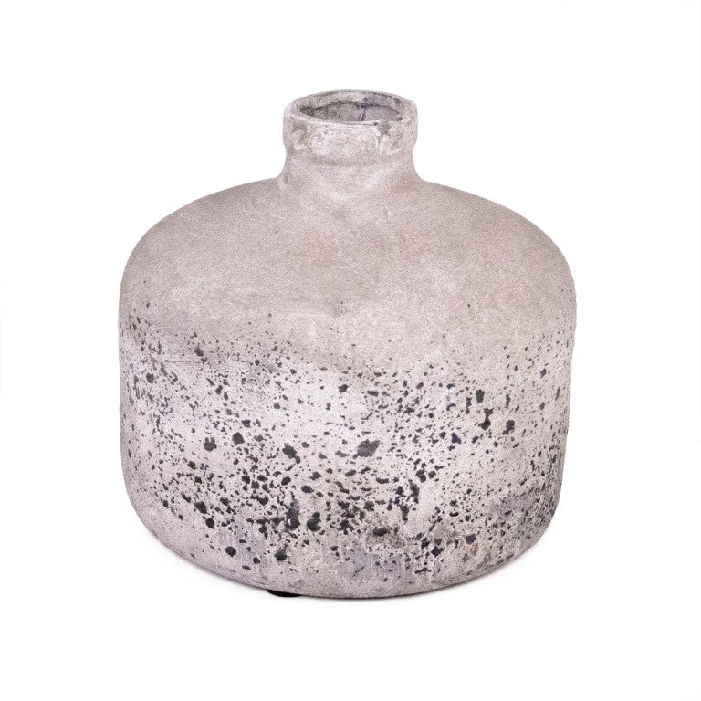 Zentique Pottery Hand-Finished Terracotta Accent Vase with Rustic-Contemporary Mediterranean Texture and Warmth W9 x H9 x D9 5914M A344