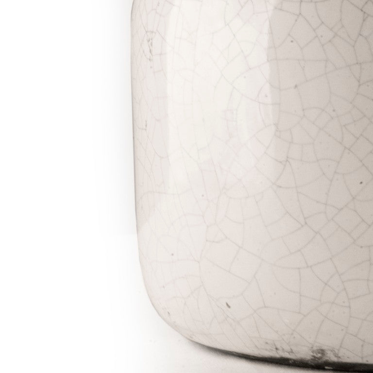 Zentique Distressed Crackle White Vase 11.5"x12" Ceramic Vintage Antique-Style Glaze for Rustic Decor 5914L